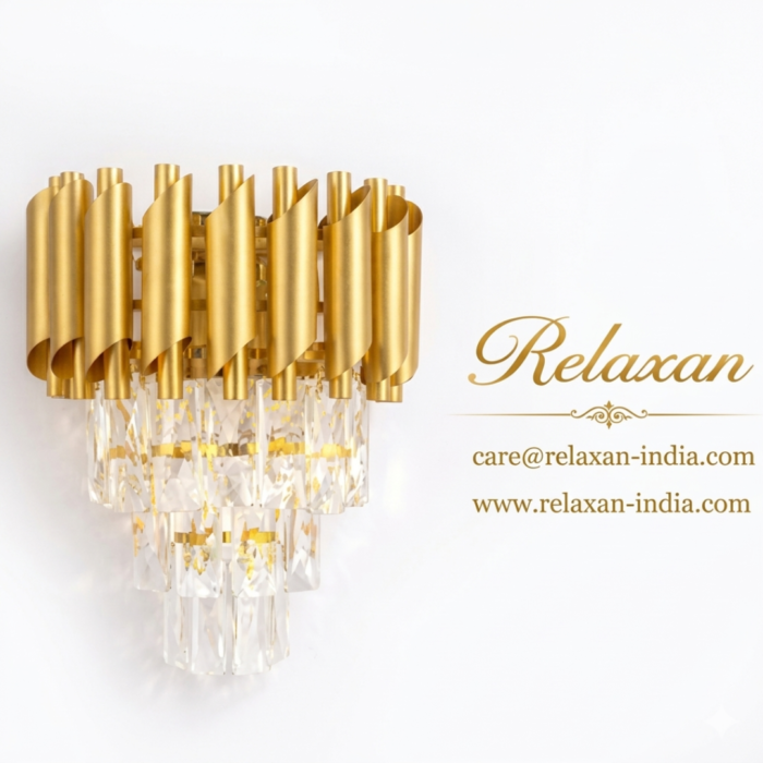 Relaxan Luxury Crystal Chandelier (Gold & White Finish)