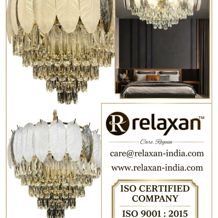 Relaxan Premium Feather-Crown Crystal Chandelier